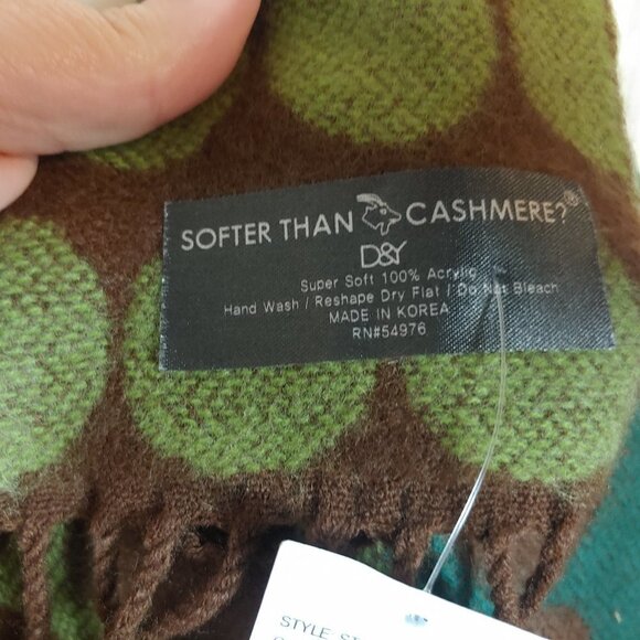 NWT D&Y Softer Than Cashmere Scarf Polka Dot Fringe Wrap Shawl Retro Boho - Picture 3 of 7